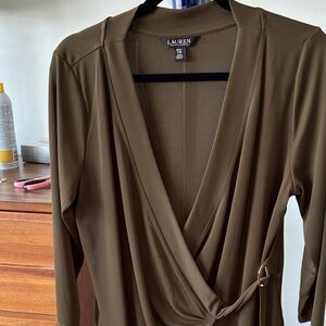 Lauren Ralph Lauren Brown Wrap Blouse